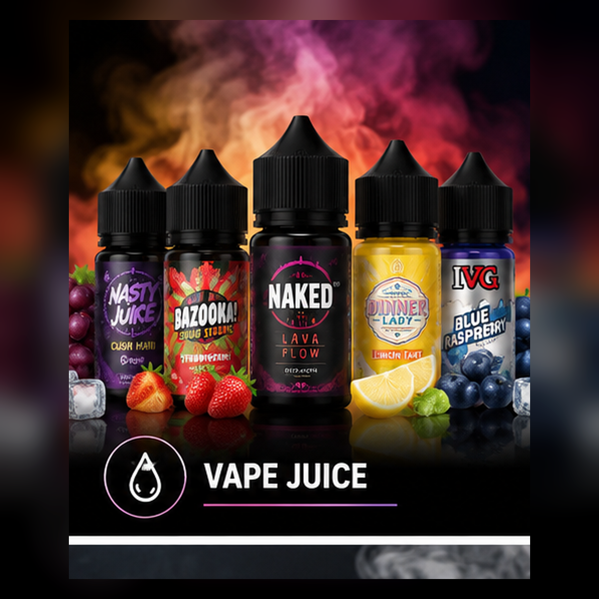 Vape juice category image with bottle-format e-liquid products